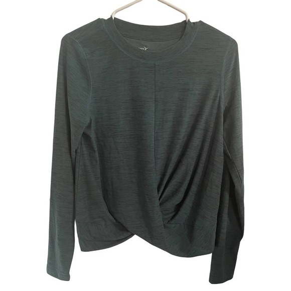 Old Navy Tops - Old Navy Active Heathered Green Long Sleeve Faux Wrap Top